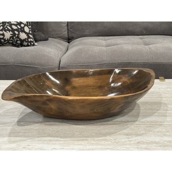 Vintage MCM Leaf Shaped Large Wood Bowl Serving Fruit Home Decor - Picture 2 of 11